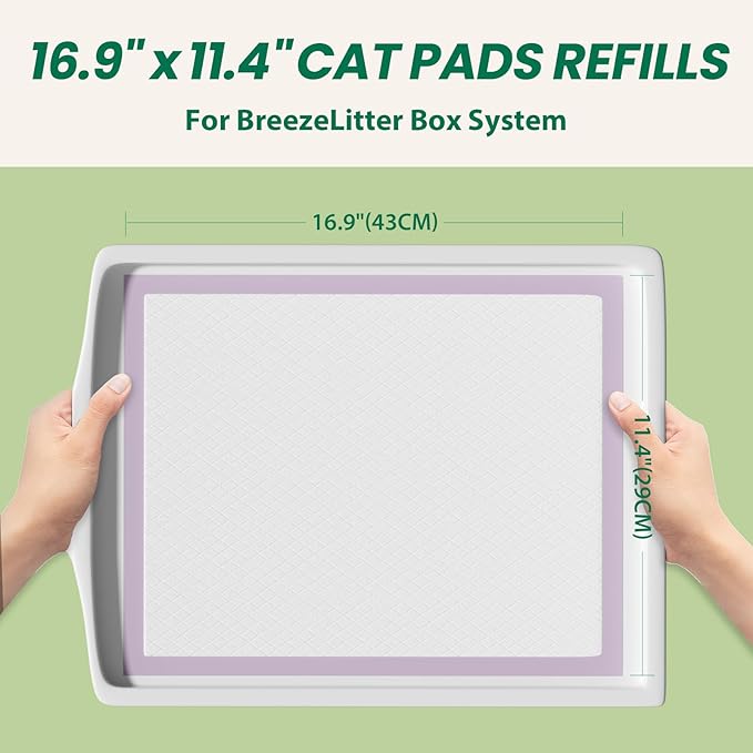 IMMCUTE Multi-Cat Litter Pads 16.9" X 11.4", 30 Ct, Odor Control, Thickened Leak-Proof Pee Pads for Breeze System, Super Absorbent Up to 2L, Disposable Cat Pads Refills, Unscented