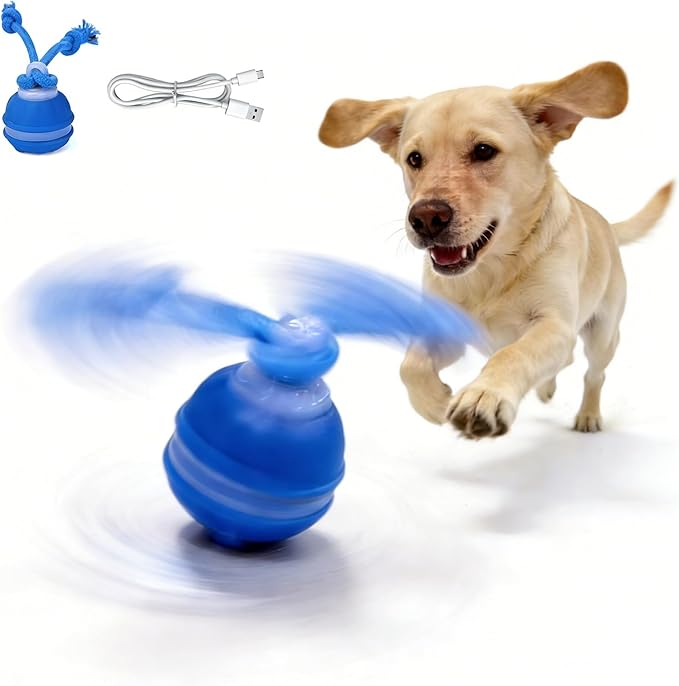 Interactive Dog Toys ，2026 upgraded motion-sensing pet toy ball, interactive dog toy ball with 360° intelligent automatic rolling. Built-in bird chirping attract dogs and keep them playing (blue)