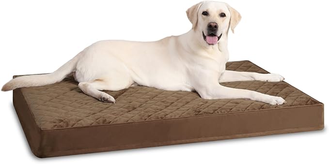 Orthopedic Dog Beds for Extra Large Dogs Waterproof with Removable Washable Cover and Non-Slip Bottom, Quilting Dog Mattress for Crate, 47x29 Inch, Brown