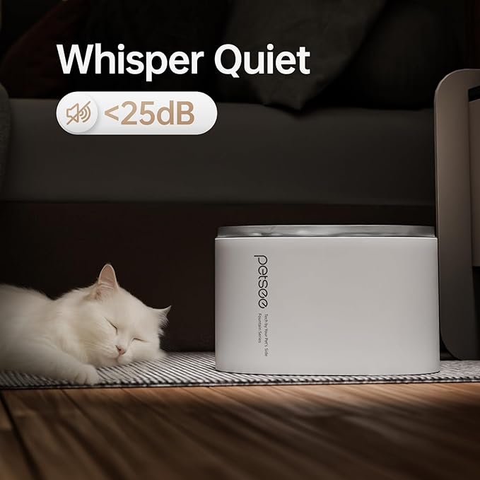 Automatic Pet Water Fountain 2.5L Capacity Water Dispenser, Ultra-Quiet Pump, Multi-Filtration System, BPA-Free Material for Cats, Easy to Clean and Assemble S1 Lite White