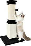AGYM Cat Scratching Post, 32 Inch Cat Scratching Posts for Large Cats, Scratching Posts for Indoor Cats Adults, Cat Scratch Post with Nature Sisal, Black and White