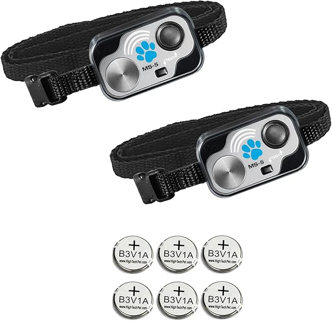 MS-5 Automatic Pet Door Collar 2-Pack, Genuine High Tech Pet Brand Dog Collar for Power Pet Doors, Water Proof with 6 Free Batteries - 2MS-5-6B3V1A