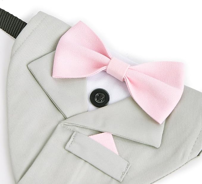 Tuxedo Dog Collar for Wedding Engagement and Birthday,Adjustable Formal Dog Bandanas Collar with Bow Outfit,Suitable for Small Medium Large Dog