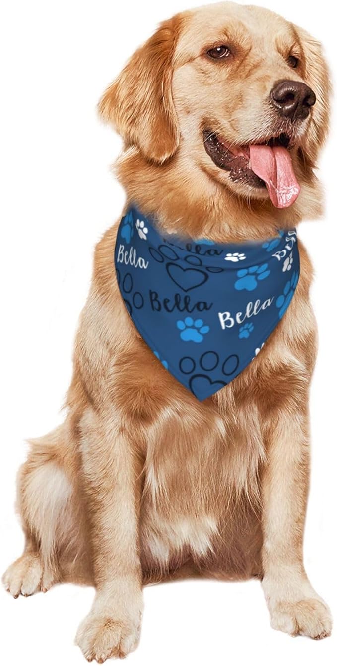 Custom Pet Scarf Personalized Dog Bandana with Name Personalized Add Your Text Bibs Triangle Head Scarfs Gift for Small Medium Large Dogs Cats Baby Puppy Pets Accessories