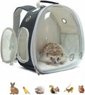 Small Animal Carrier Guinea Pig Backpack,Transparent, Breathable Backpack Carrier for Hedgehogs, Rabbits, Birds, Squirrels, Hamsters, Lizards Comfortable, Portable Travel Bag for Small Pets (Black)