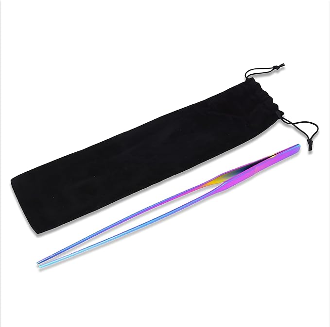 Mandala Crafts 15 Inches Rainbow Stainless Steel Straight Aquarium Tweezers for Aquatic Plants – Long Aquascape Forceps for Fish Tanks, Hospital Tanks, Goldfish Bowls, and Terrariums