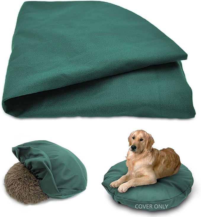 Dog Bed Cover Waterproof Replacement Machine Washable Covers for Dog Bed Heavy Duty Scratch Resistant Mattress Protector Pet Bed Round 44x44 Inch Cover Only Dark Green