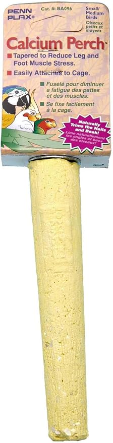 Penn-Plax Bird-Life Calcium Trimmer-Perch, Naturally Trims Nails & Beak - Easy-Mounting Bird Perch Stand for Cages - Great for Parakeets, Parrotlets, Lovebirds and Other Small Birds. - Yellow, 6 Inch