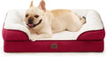 EHEYCIGA Orthopedic Dog Bed for Medium Dogs, Waterproof Memory Foam Medium Dog Beds with Sides, Non-Slip Bottom and Egg-Crate Foam Pet Couch Bed with Washable Removable Cover,Red