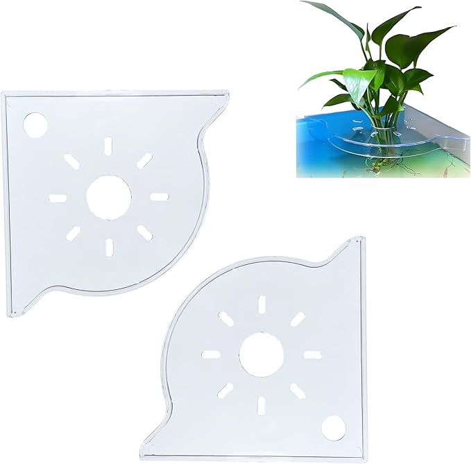 Aquarium Plant Holder for Rimless Fish Tank – 2 Pcs Corner Shelf for Fish Tank Top, Aquatic Plant Planter & Organizer for Aquatic Plants, Decor, and Accessories (White)