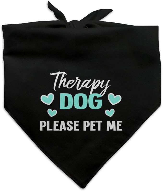 GRAPHICS & MORE Therapy Dog Please Pet Me with Hearts Dog Pet Bandana - Black
