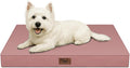 Outdoor Dog Bed for Small Dogs & Cats, Waterproof Dog Crate Mat Orthopedic Egg Crate Foam with Washable Removable Oxford Cover, Pink