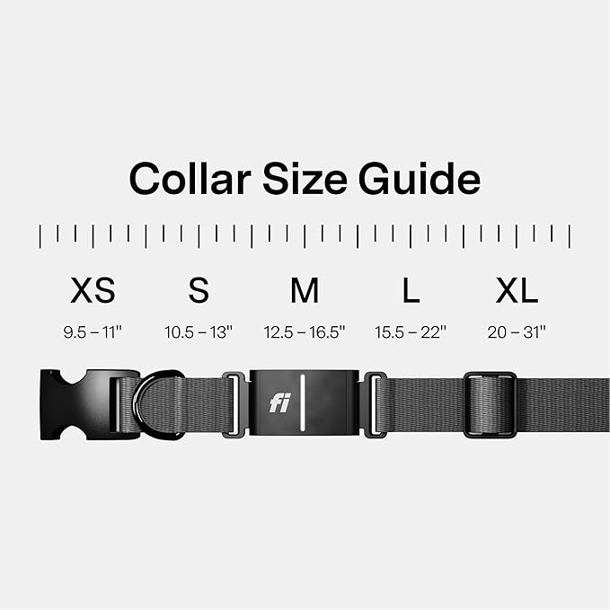 New Fi Series 3+ Smart Dog Tracker Collar [6 Month Membership Included] GPS Tracker for Dogs with Health & Behavior Monitoring, Escape Alerts, Waterproof, LED, Apple Watch Compatible (Gray, Medium)