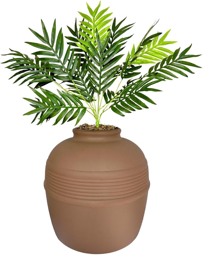 Good Pet Stuff Hidden Litter Box Planter, Decorative Cat Litter Enclosure with Carbon Filter, Artificial Plant, Easy Clean, Indoor Design, Original Round Style, Base Kit, Mocha Brown