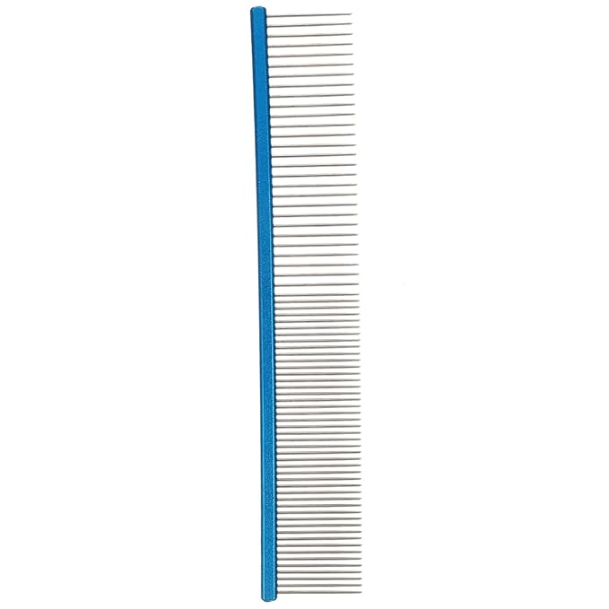 POPETPOP Daily Use Compact Pet Comb Ergonomic Design for Easy Grooming Wear-resistant Aluminum Smooth Edges for Comfortable Use for Dogs and Cats