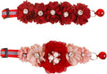 2 Pack Cat Collar Pink Floral with Bell and Removable Flower Bowtie Breakaway Adjustable Cat Collar for Girl Kitten Puppy Small Cats Dogs Daily Decoration (XQ102-3)