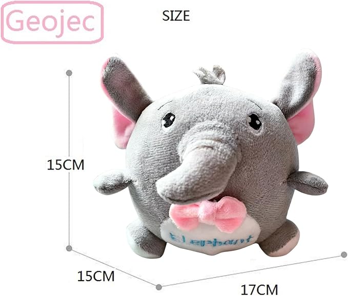 Interactive Dog Toys,Active Moving Pet Plush Toy with Recording and Music Modes,Jumping Squeaky Song shaking Interactive Dog Ball,Rechargeable Dog Toys to Keep Them Busy,Animal Plush Pet Toy(Elephant)