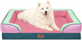 Comfort Expression Orthopedic Dog Bed for Large Dogs 36x27 Inch, Waterproof Egg Crate Foam Large Pet Bed with Removable Bolsters, Dog Couch with Washable Cover & Non-Slip Bottom, Mint-Berry Dream