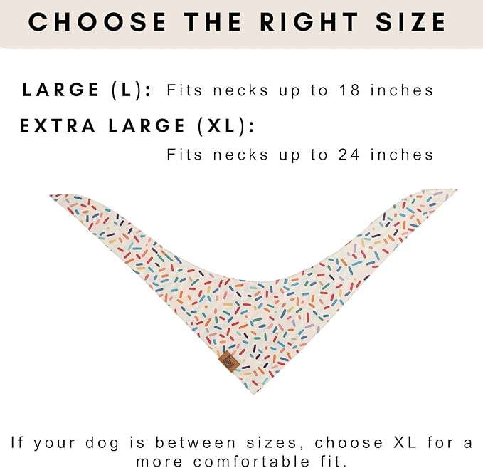 Birthday Dog Bandanas Extra Large, Reversible Colorful Confetti Sprinkles Stripes, Soft Breathable Adjustable Scarf for Large Extra Large Dogs, Boy Girl Party Outfit Accessory Gift