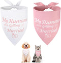 SZEE Bridal Shower Gifts for Bride, 2 Pack My Humans are Getting Married Dog Bandanas, Wedding or Engagement Gift for Couples, Dog Wedding Bandanas, Engagement Party Decorations (Pink & White, S)