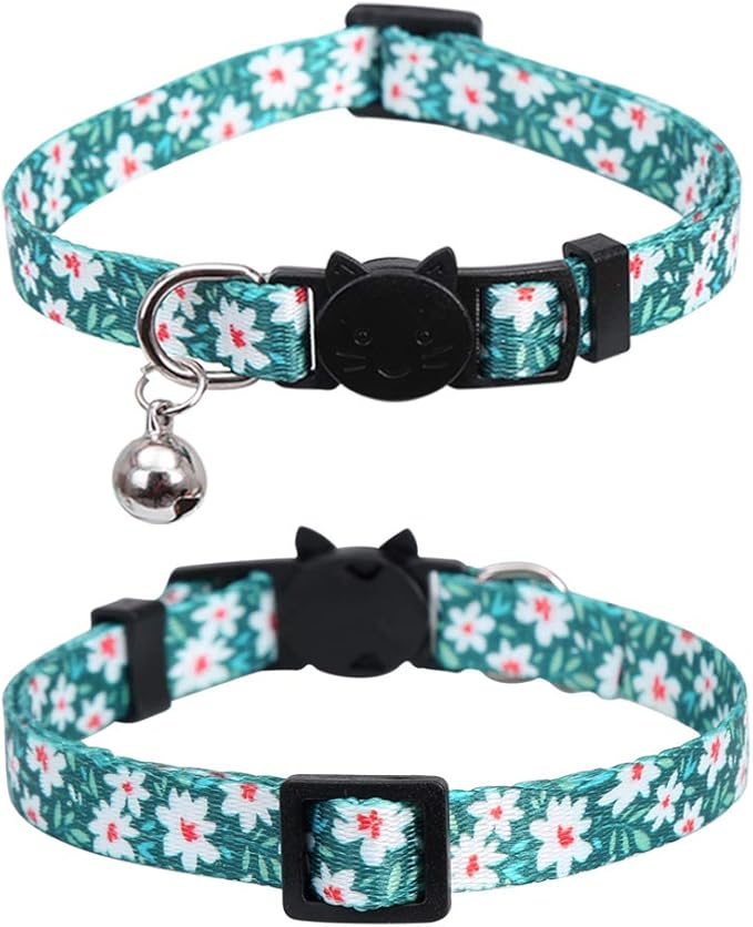 3 Pack Cat Collar Floral with Bell Breakaway Adjustable Flower for Cats Kitten
