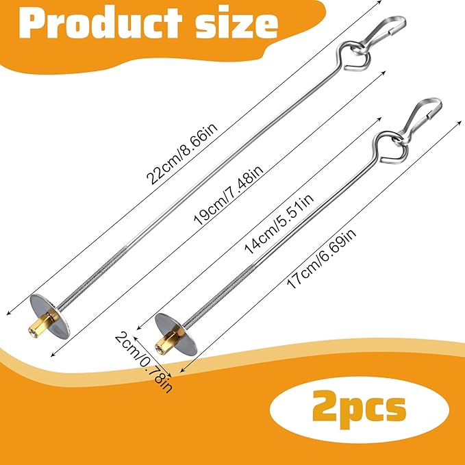 2PCS Bird Cage Food Holder with Hook, Stainless Steel Bird Feeder for Cage, Parrot Fruit Skewers, Bird Foraging Toys for Macaw Parakeet Parrot Budgie (2 Sizes)