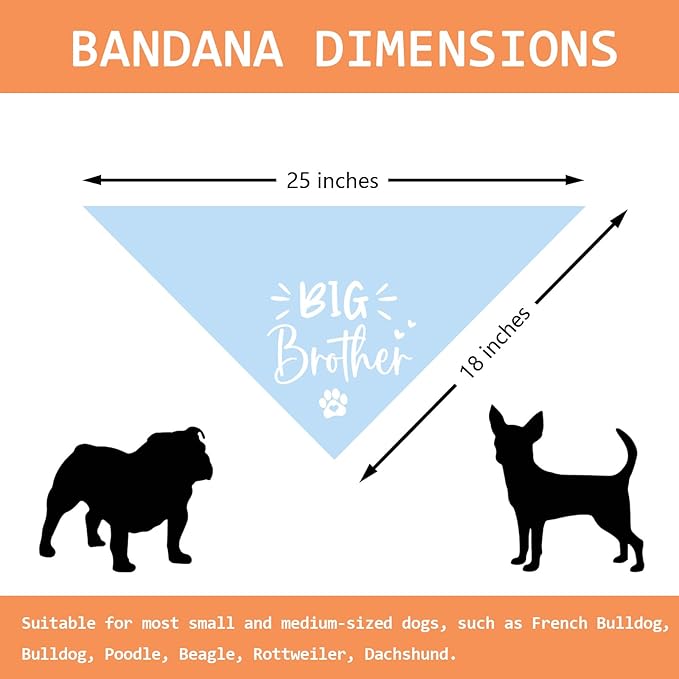Big Brother Dog Bandana Pregnancy Announcement Gender Reveal Baby Announcement Photo Props Dog Scarf Accessories Blue Pet Bandanas for Large Medium Small Dogs