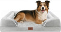 Comfort Expression Orthopedic Dog Bed for Large Dogs 36x27 Inch, Waterproof Egg Crate Foam Large Pet Bed with Removable Bolsters, Dog Couch with Washable Cover & Non-Slip Bottom, Grey White