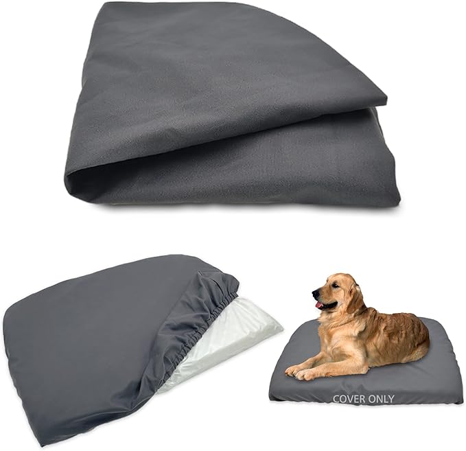 Dog Bed Cover Waterproof Replacement Machine Washable Covers for Dog Bed Heavy Duty Scratch Resistant Mattress Protector Pet Bed 41x27 Inch Grey Cover Only