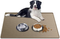 Large Dog Mat for Food and Water, 31.8"x23.8" Silicone Pet Feeding Mats, Waterproof Dog Bowl Mat with High Edges to Prevent Water and Food Spills, Brown