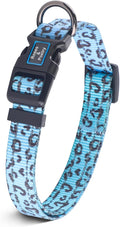 Roses&Poetry Small Dog Collar, Cute Leopard Style Adjustable Reflective Puppy Collars Durable Pet Collars for Small Medium Large Dogs(Azure-Leopard S)