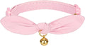 Bunny Ear Cat Collar with Bell and Bow Tie, Breakaway Cute Bowtie Kitten Collars(Light Pink)