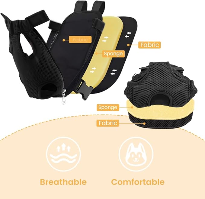 Inspack Dog Backpack Carrier/Cat Carrier, Adjustable Pet Front Carriers Travel Bag for Puppy Medium Dogs, Legs Out, Soft Ventilated Doggie Chest Carry Backpacks for Hiking/Camping, 10-16 lbs, Black