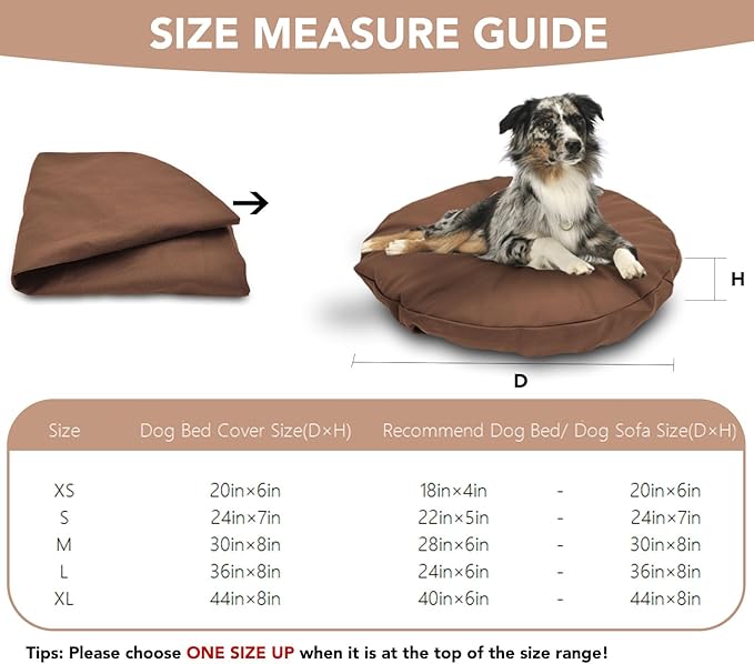 Dog Bed Cover Waterproof Replacement Machine Washable Covers for Dog Bed Heavy Duty Scratch Resistant Mattress Protector Pet Bed Round 36x36 Inch Cover Only Brown