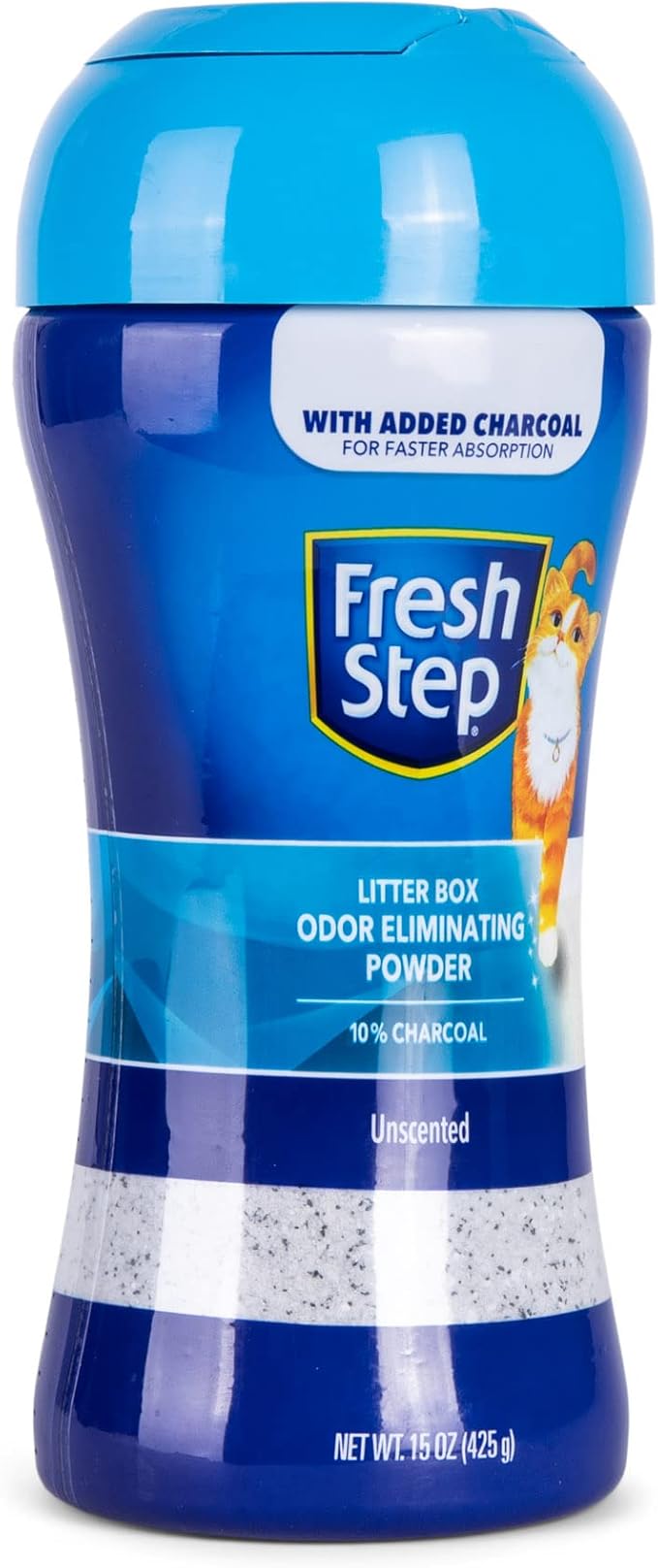 Fresh Step Litter Box Charcoal Odor Eliminator Powder, Cat Litter Deodorizer Additive to Help Absorb and Control Strong Litter Box Odors for Cleaner Smelling Homes, 15 Oz