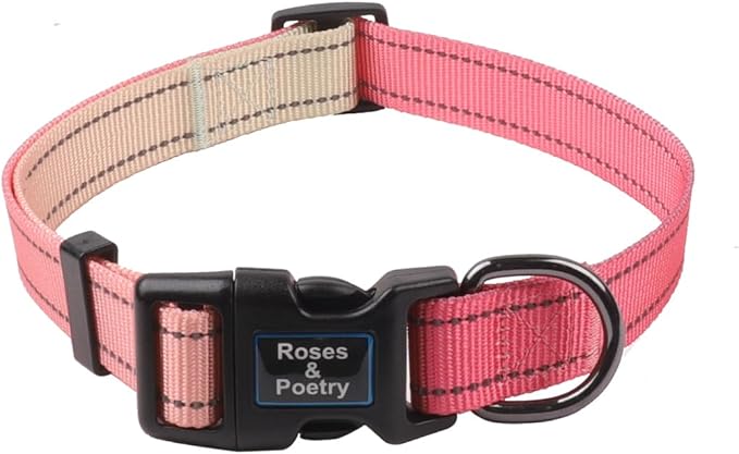 Roses&Poetry Pink Dog Collar for Female Dogs Reflective with Pink Gradient Color, Adjustable XSmall Puppy Collars Tiny for Small Medium Large Dogs (Pink Gradient-XS)