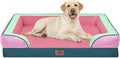 Comfort Expression Orthopedic Dog Bed for Extra Large Dogs 42x30 Inch, Waterproof Egg Crate Foam XL Pet Bed with Removable Bolsters, Dog Couch with Washable Cover & Non-Slip Bottom, Mint-Berry Dream