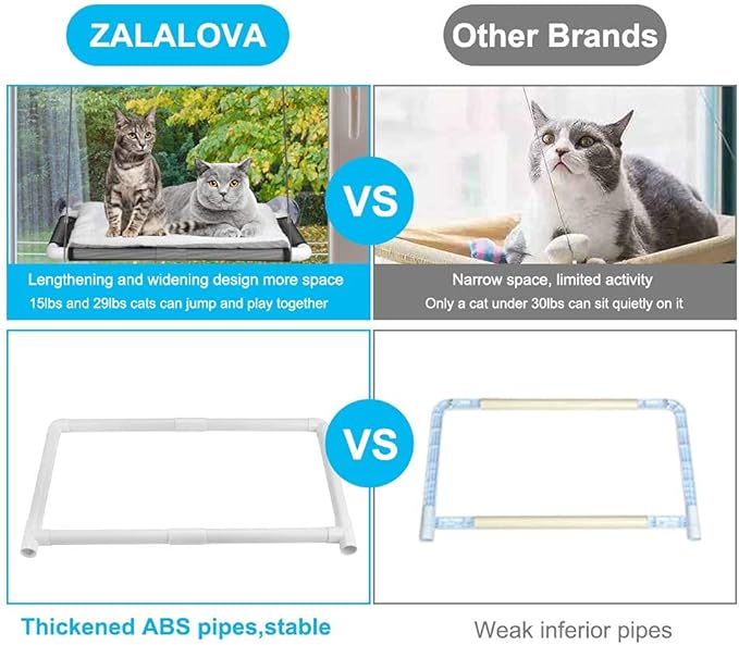 ZALALOVA Cat Perch, Cat Window Seat Large Sturdy Bed Fleece Blanket 2025 Latest Screw Suction Cups Resting with Blanket(Brown)