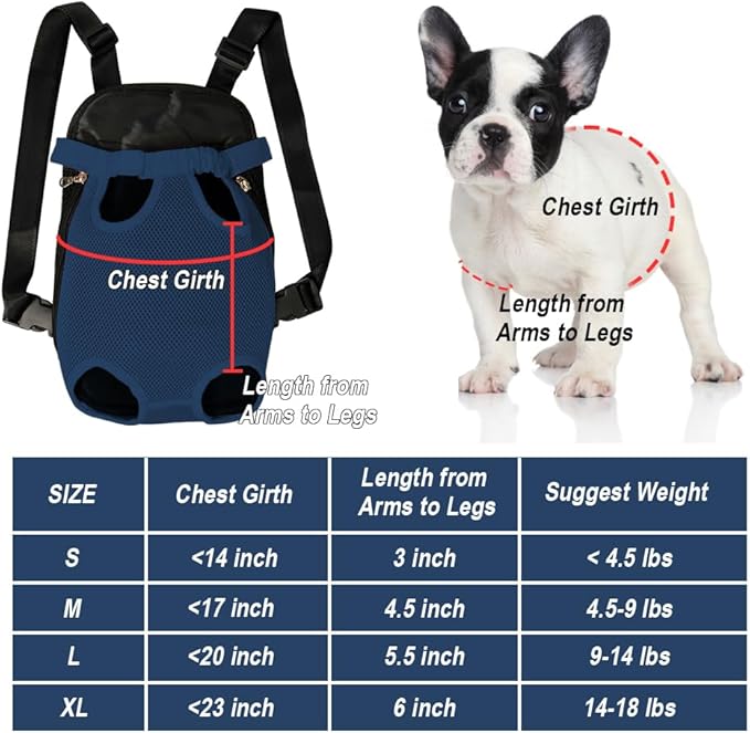 FEimaX Dog Carrier Backpack Pet Legs Out Front Cat Travel Bag, Adjustable Puppy Backpacks Carriers Hands-Free for Small Medium Dogs Cats Hiking Traveling Camping Daily Walking