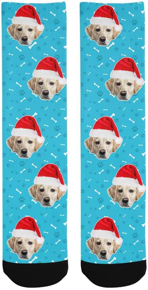 Custom Face Socks, Personalized Dog Lover Pet Photo Picture on Socks Unisex Athletic Crew Socks for Men Women