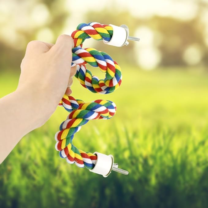 Bird Bungee Climbing Swing - Colorful Parakeet Rope Perch (23.6 Inches)