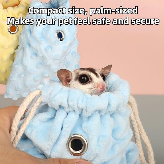 Sugar Glider Bonding Pouch - Soft Sleeping Pouch with Breathable Vent & Drawstring Portable Travel Bag Small Animal Carrier for Sugar Glider Squirrel Hamster Rats Hedgehog Bird Parrot (Pink)