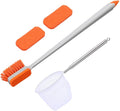 2 Pcs Small Fish Tank Cleaner Brush with Fishing Net Algae Scraper Fish Tank Brush Scrubber Sponge Tool Long Handle for Cleaning Glass Acrylic Aquariums Home Kitchen