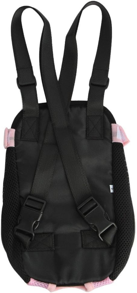 Pet Dog Puppy Cat Carrier Five Holes Backpack Double Shoulder Straps Mesh Front Chest Backpack Bag, L, Pink