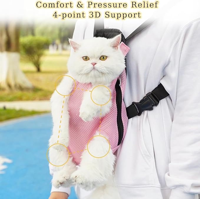 Dog Carrier Backpack, Adjustable Puppy Front Carrier Backpack, Ventilated Dog Chest Carrier for Hiking Camping Travel, Sling Bag for Small Medium Dog Cat Rabbit Puppies, Suit 13-15 lbs (Pink, XL)