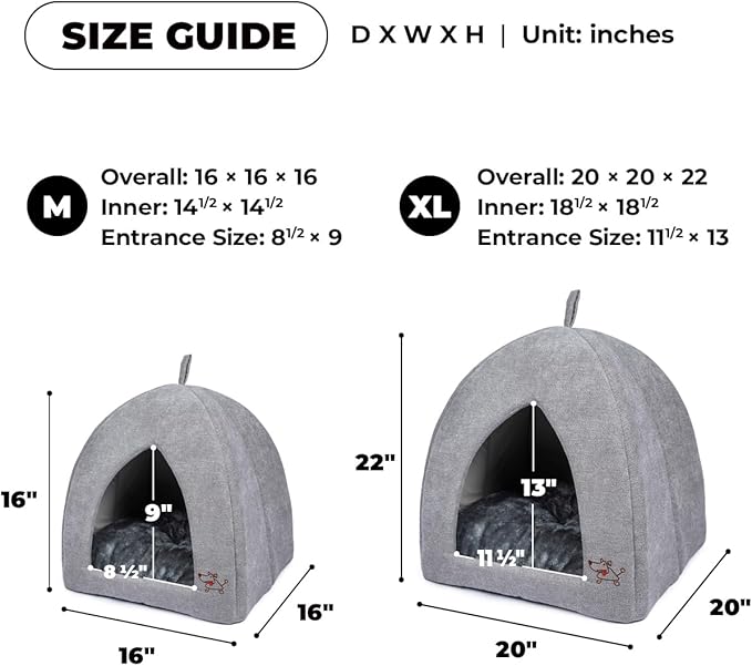 Best Pet Supplies Dog House Bed Crate Mat Tent Indoor Round Soft Plush for Small, Medium, and Large Breeds - Gray, 20 x 20 x H:22"