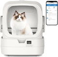 Automatic Cat Litter Box Self Cleaning - APP Control - Weight Monitoring - Ultra-Quiet, Medium Cats and Kittens Litter Box, Safe Anti-Pinch【Assembly Required】- White