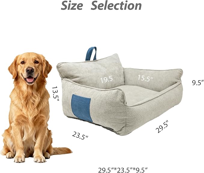 Orthopedic Dog Bed with Memory Foam, Washable Plush Pet Bed for Small, Medium & Large Dogs, Cozy Bolster Crate Dog Bed for Joint Support & Comfort. (Light Grey)