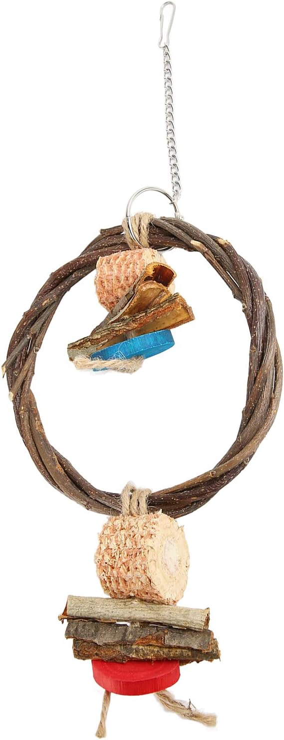 Bird Swing, Wood, Corn Cob, Non, Edible Coloring, Beak Sharpening, Anxiety Relief, Parrot Chew Toy for Boredom and Climbing (11.5x26.5x3.5cm/4.5x10.4x1.4in)