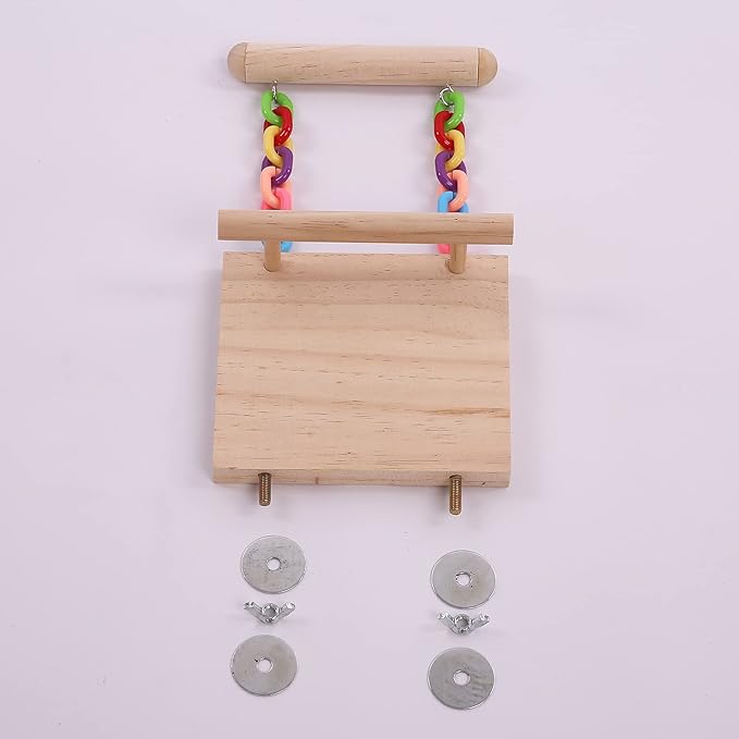 Parrot Climbing Ladder, Bird Wooden Playground with Climbing Ladder Stand, Parrot Play Stand, Bird Swing for Green Cheeks, Small Lovebirds, Goldens, Hamsters, Bird Cage Chew Toy Set (Multi-Colored)